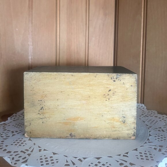 Vintage Hand Painted Rustic Wooden Recipe Box Green Rooster Storage Box Kitchen - Picture 2 of 7